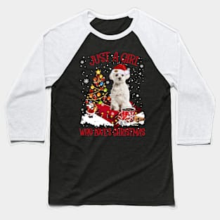 White Maltese Just A Girl Who Loves Christmas Baseball T-Shirt